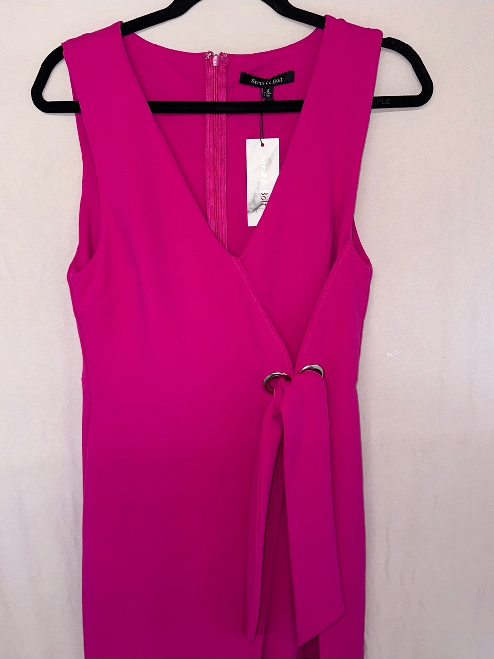 Sleeveless Fuchsia Wrap Jumpsuit with Tie Belt